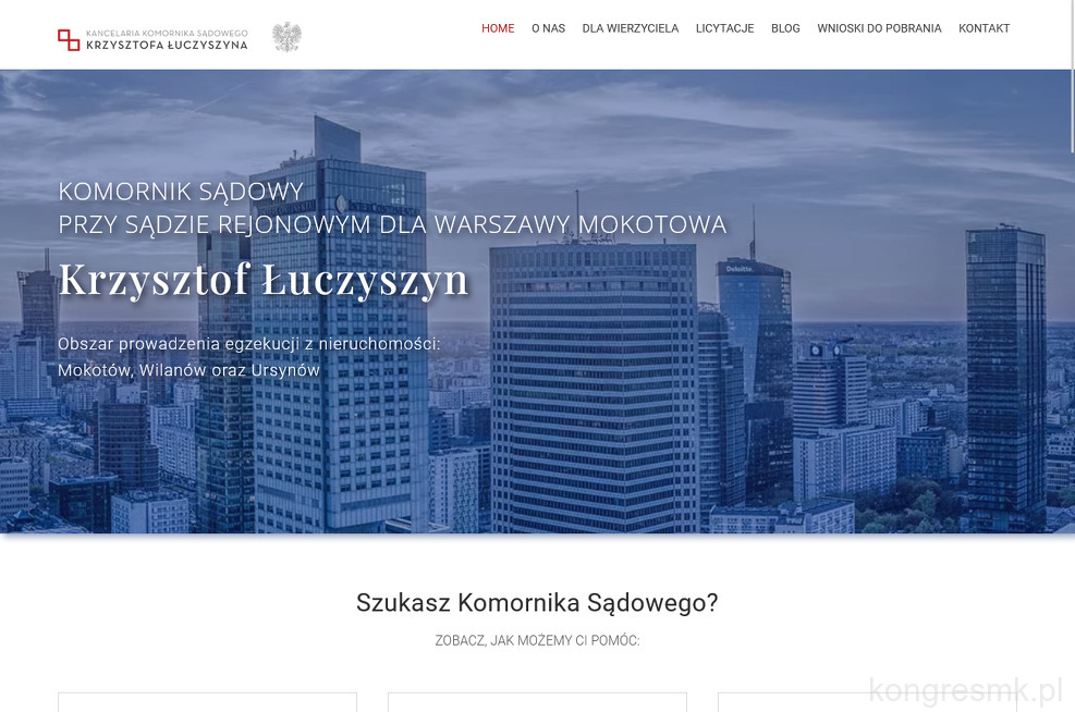 Komornik Sądowy przy Sądzie Rejonowym dla Warszawy Mokotowa Krzysztof Łuczyszyn strona www