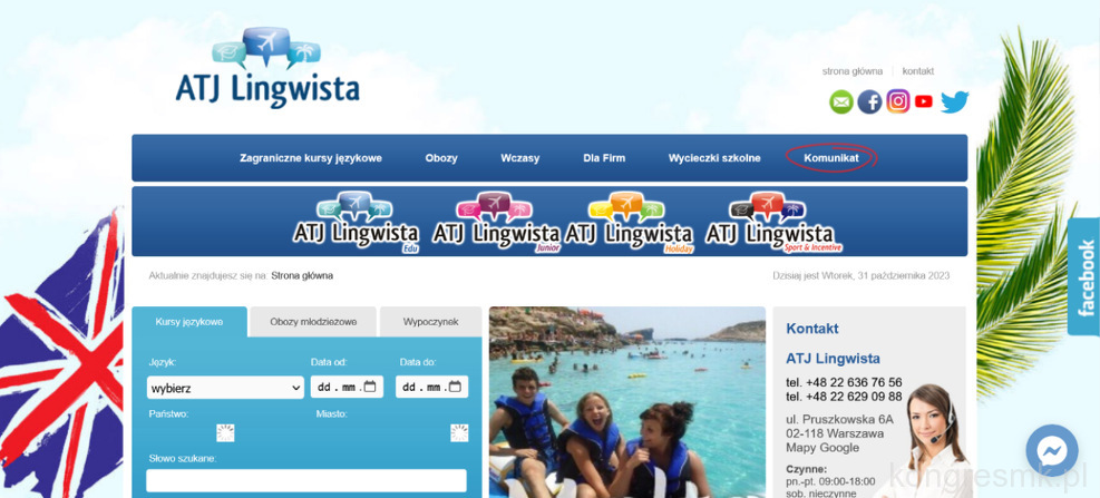 Agencja Turystyki Językowej Lingwista strona www